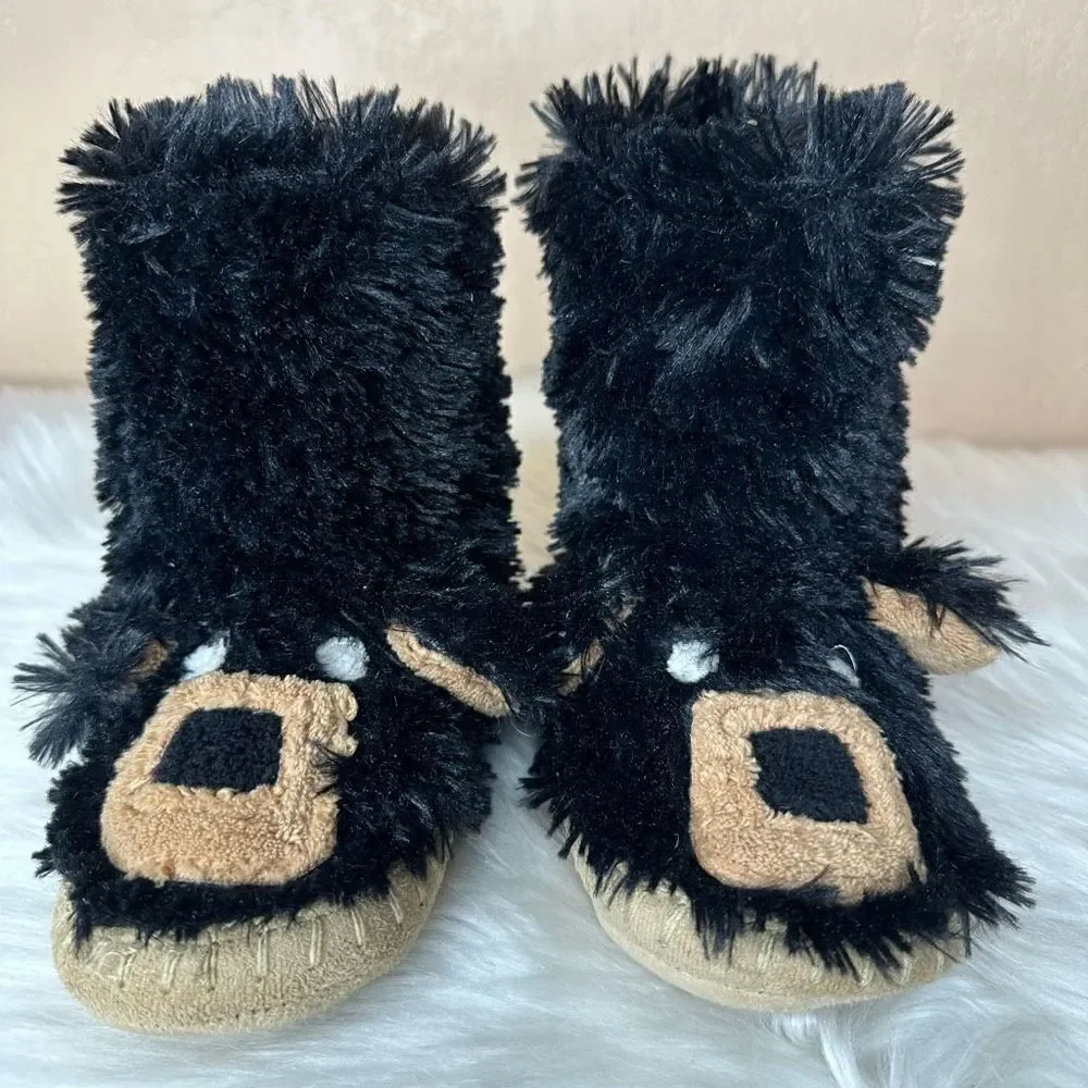 Hatley Brown Bear Slouch Slippers Size Large (11-12)